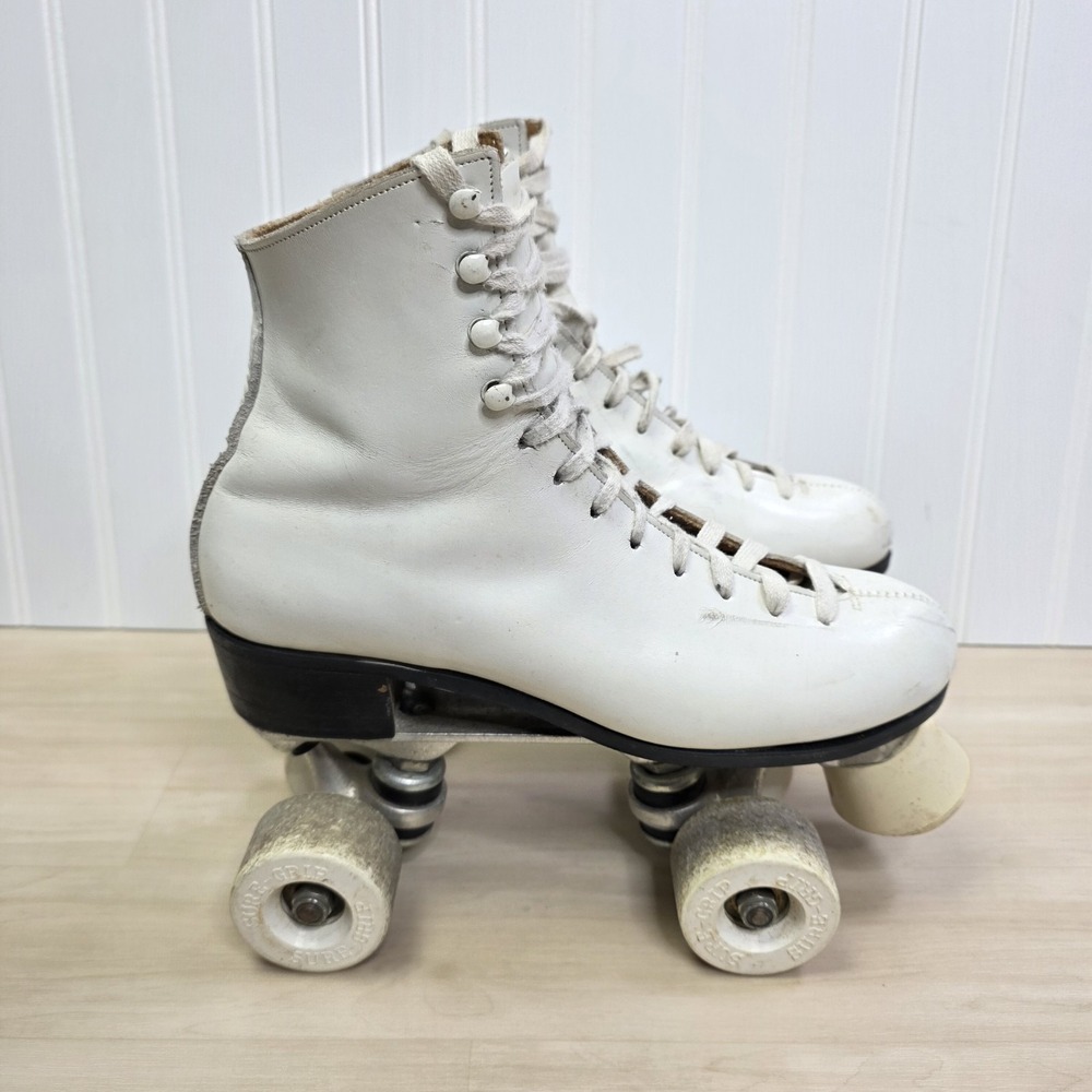 Riedell 120 Sure Grip Super X Roller Rink‎ Skates White Size 6 B